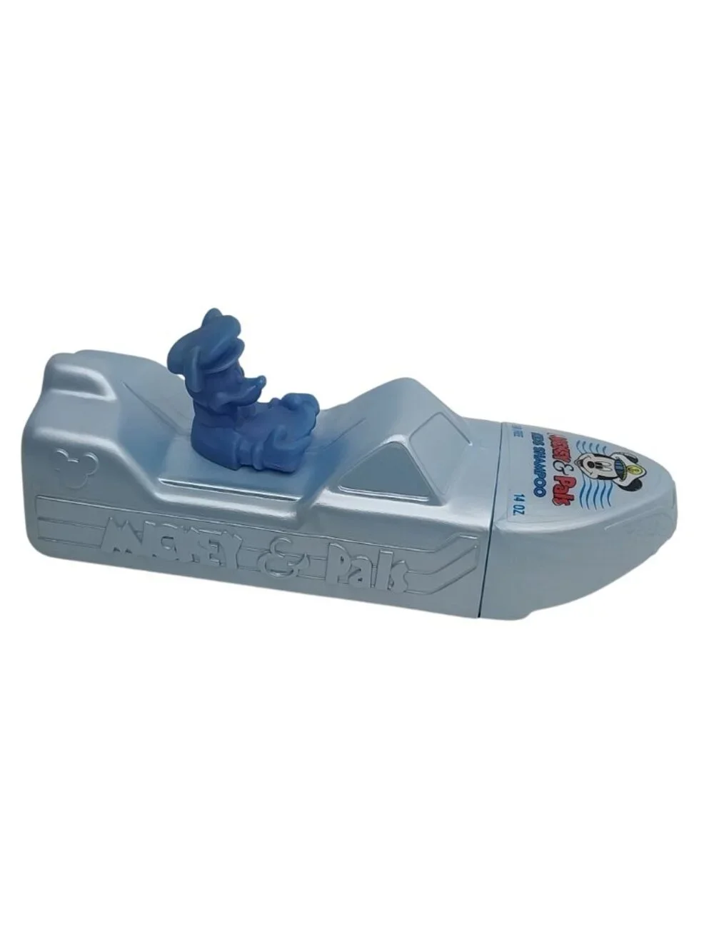 Vintage Disney Mickey & Pals Blue Speedboat Bathtub Toy Shampoo Bottle SEALED